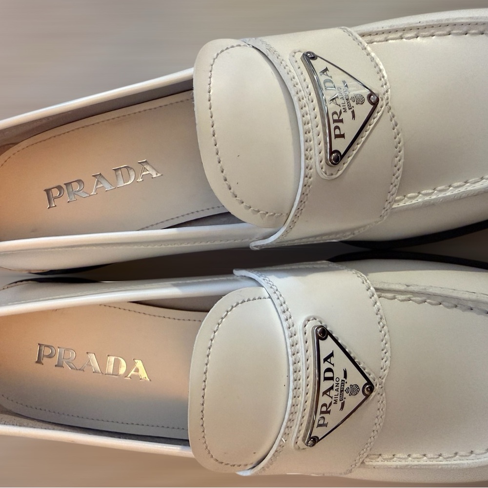 Prada white Leather Loafers